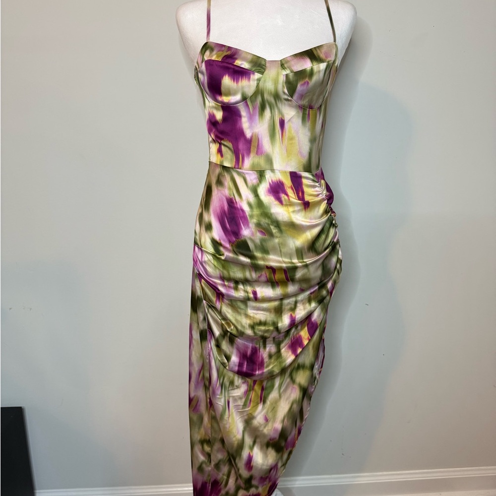 Cider Purple and Green Midi Dress